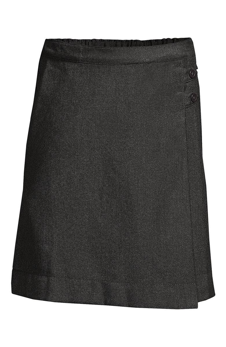 Lands' End School Uniform Girls Solid A-line Skirt Below the Knee, Main, color, Academic Gray