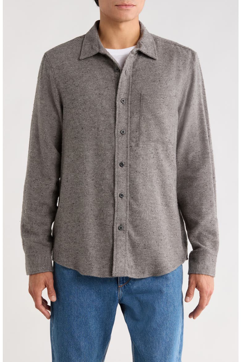 Donegal Flannel Button-Up Shirt, Main, color, GREY-BLACK RAVEN