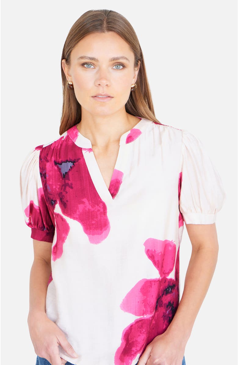 Yumi Watercolour Viscose Floral Top, Alternate, color, Pink