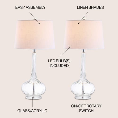 Jonathan Y Bette 28.5" Glass Teardrop Led Table Lamp In Clear