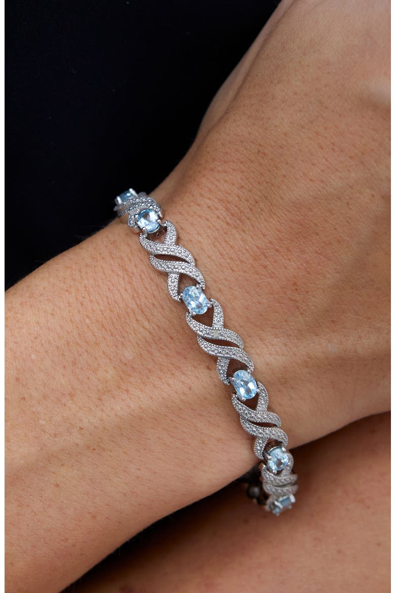 Diamond & Blue Topaz Bracelet, Alternate, color, SILVER/ BLUE