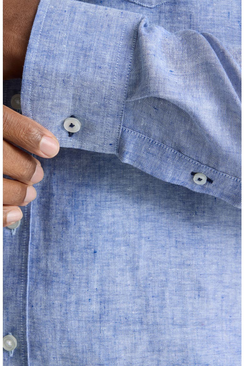 Vin Santo Linen Wrinkle Resistant Button-Up Shirt, Alternate, color, MID BLUE