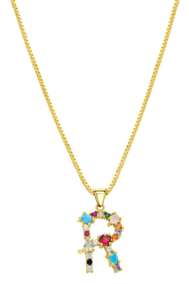 CZ Initial Pendant Necklace, Main, color, GOLD-R