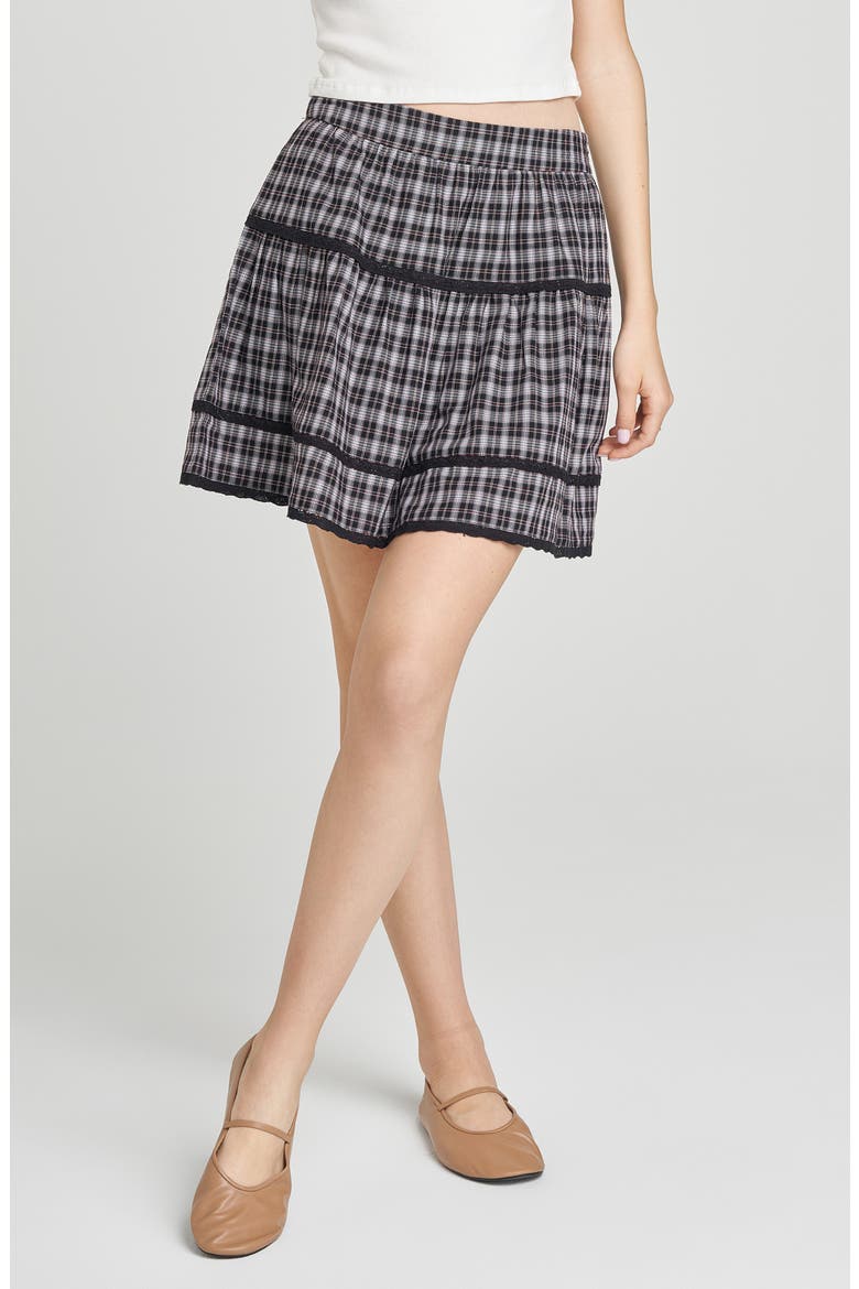 Odette Plaid Miniskirt, Main, color, BLACK PLAID