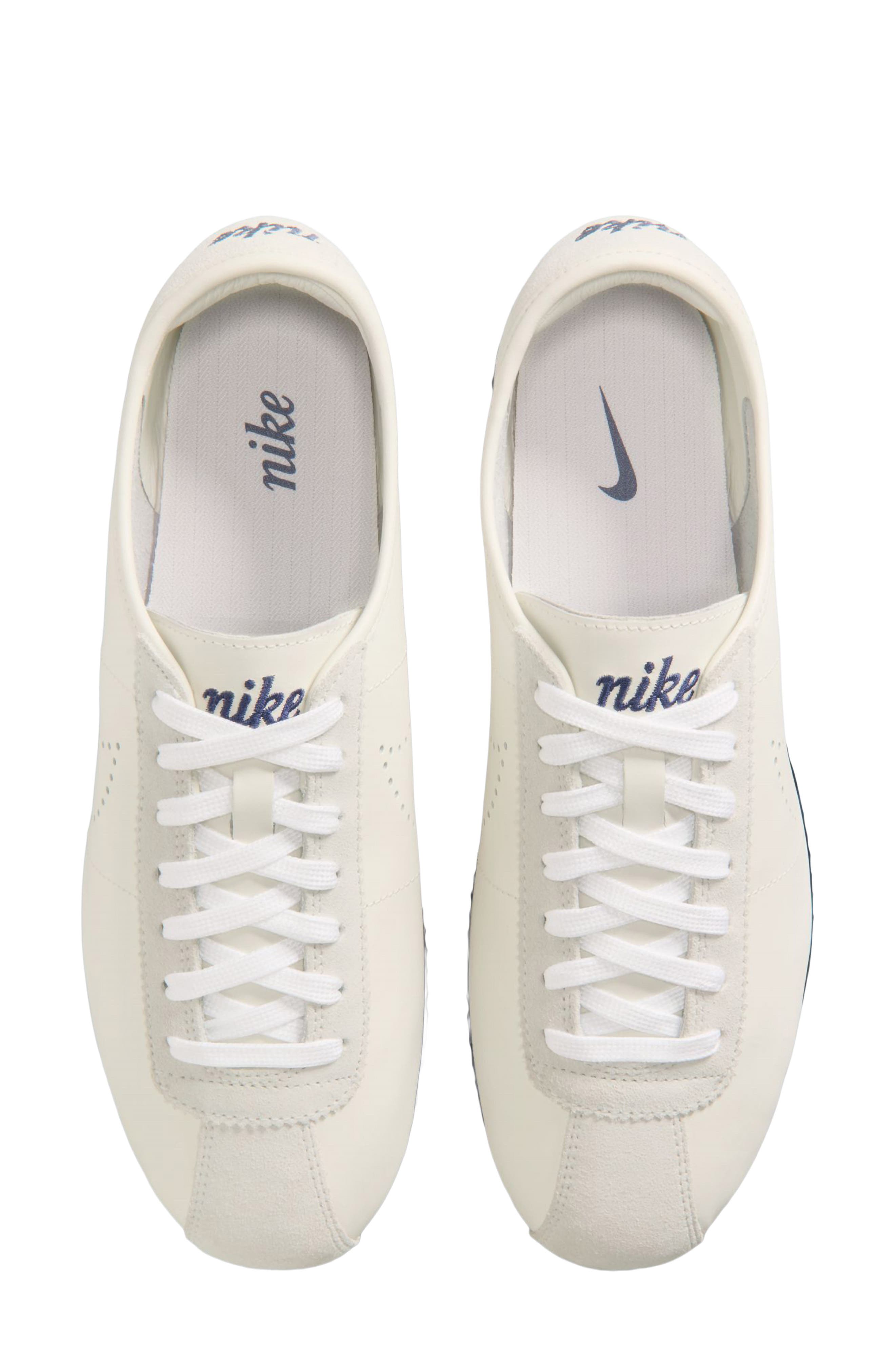 Cortez Leather Sneaker, Alternate, color, 101 SAIL/MNNAVY