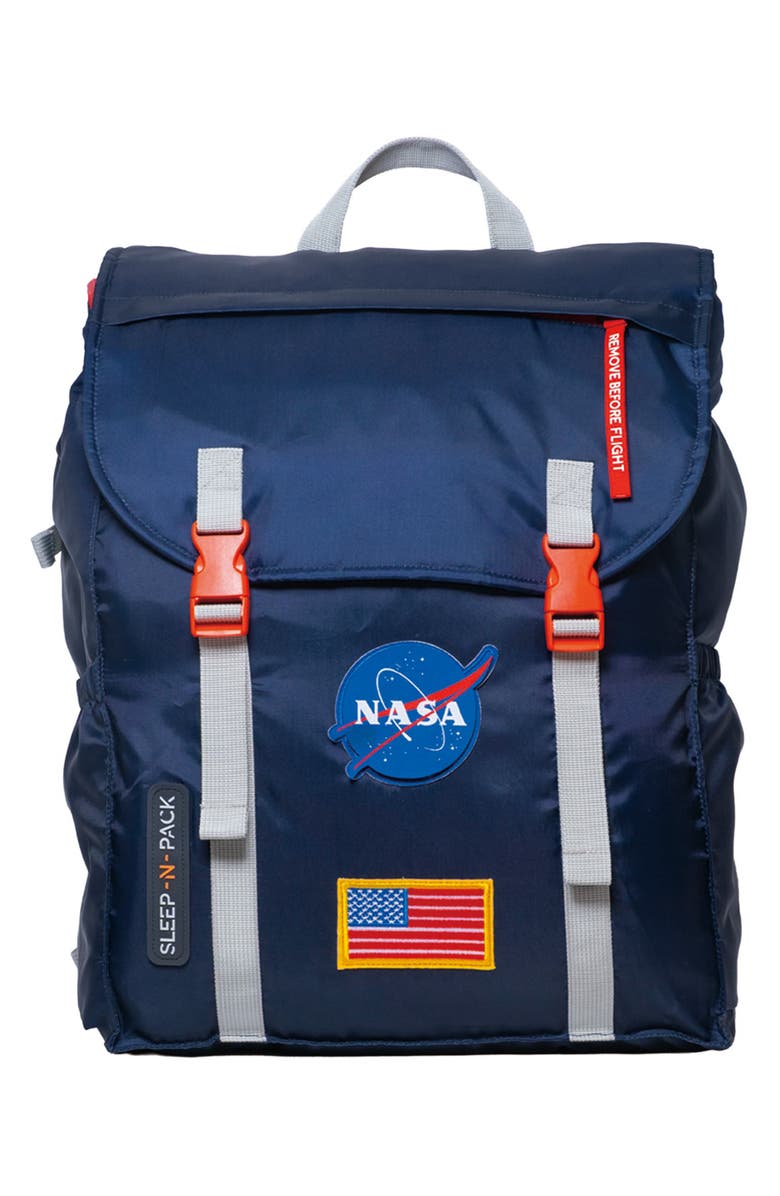 mimish Kids' Sleep-n-Pack NASA Sleeping Bag Backpack, Main, color, Navy