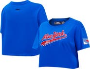 PRO STANDARD Women's Pro Standard Blue New York Rangers Boxy Script Tail Cropped T-Shirt