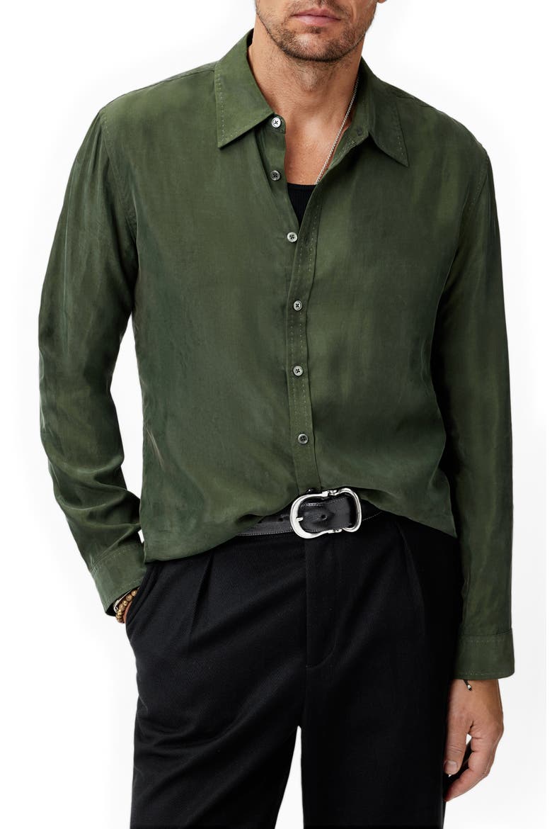 Martin Solid Twill Button-Up Shirt, Main, color, MOSS