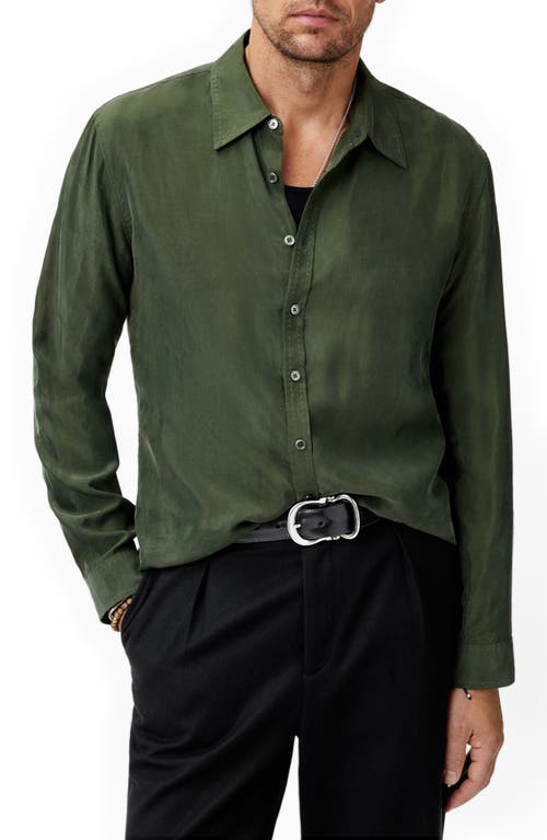 John Varvatos Martin Solid Twill Button-up Shirt In Moss
