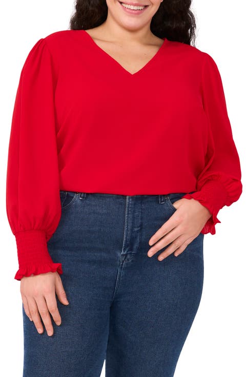 Smock Cuff Crepe Top (Plus)