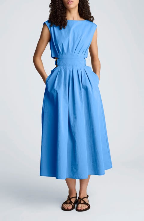 Cutout D-Ring Tie Back Midi Dress