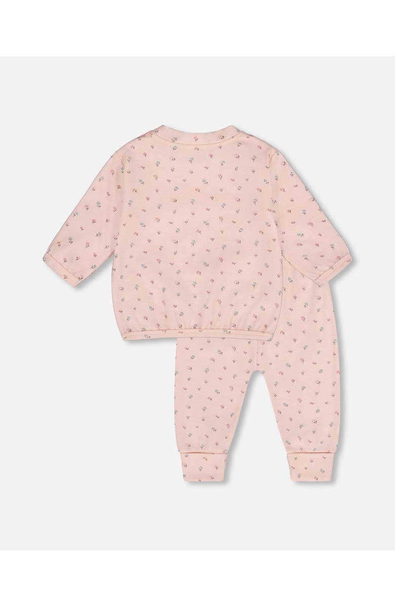Deux par Deux Organic Cotton Pant with Top Set, Main, color, Pink Mini Floral