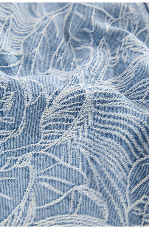 Next Boxy Jacquard Short Sleeve Button-up Shirt In Blue
