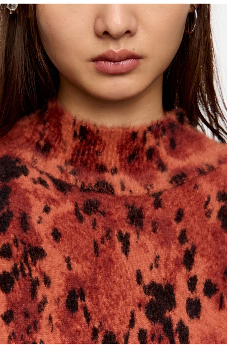 Bimba y Lola Lynx Fur High Neck Sweater, Alternate, color, Lynx Brown