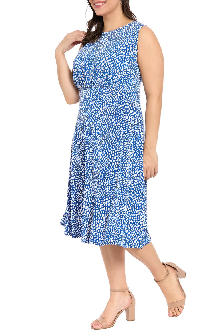 Print Midi Dress, Alternate, color, BLUE/ IVORY
