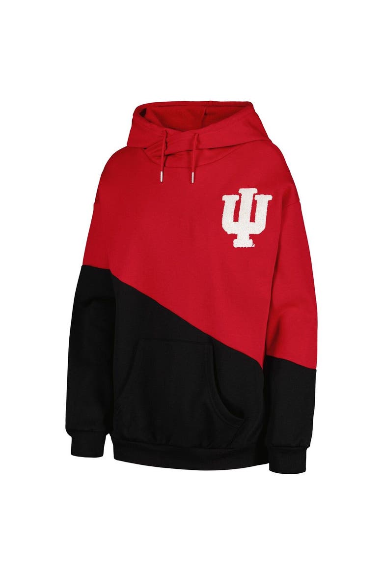 Women's Gameday Couture Crimson/Black Indiana Hoosiers Matchmaker Diagonal Cowl Pullover Hoodie, Alternate, color, Crimson