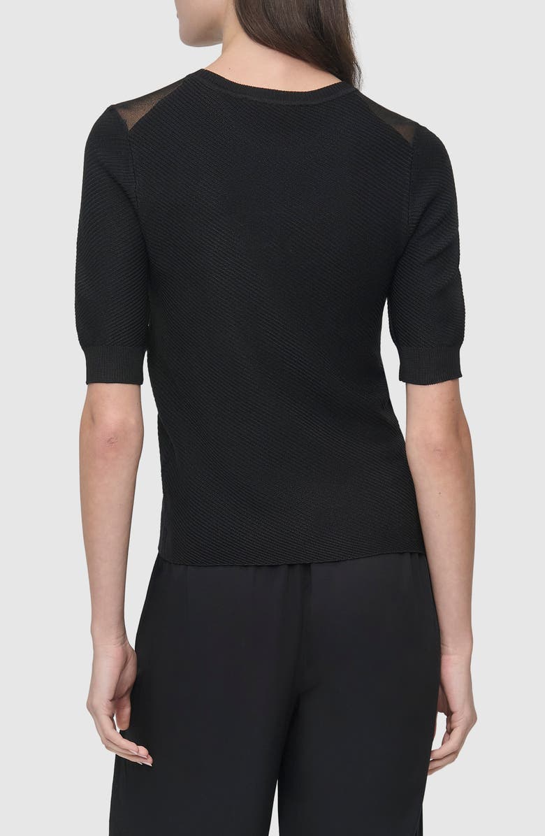 DKNY Illusion Neck Short Sleeve Sweater, Alternate, color, 