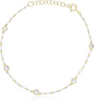 The Lovery Fine Jewelry White Enamel Bead CZ Chain Bracelet