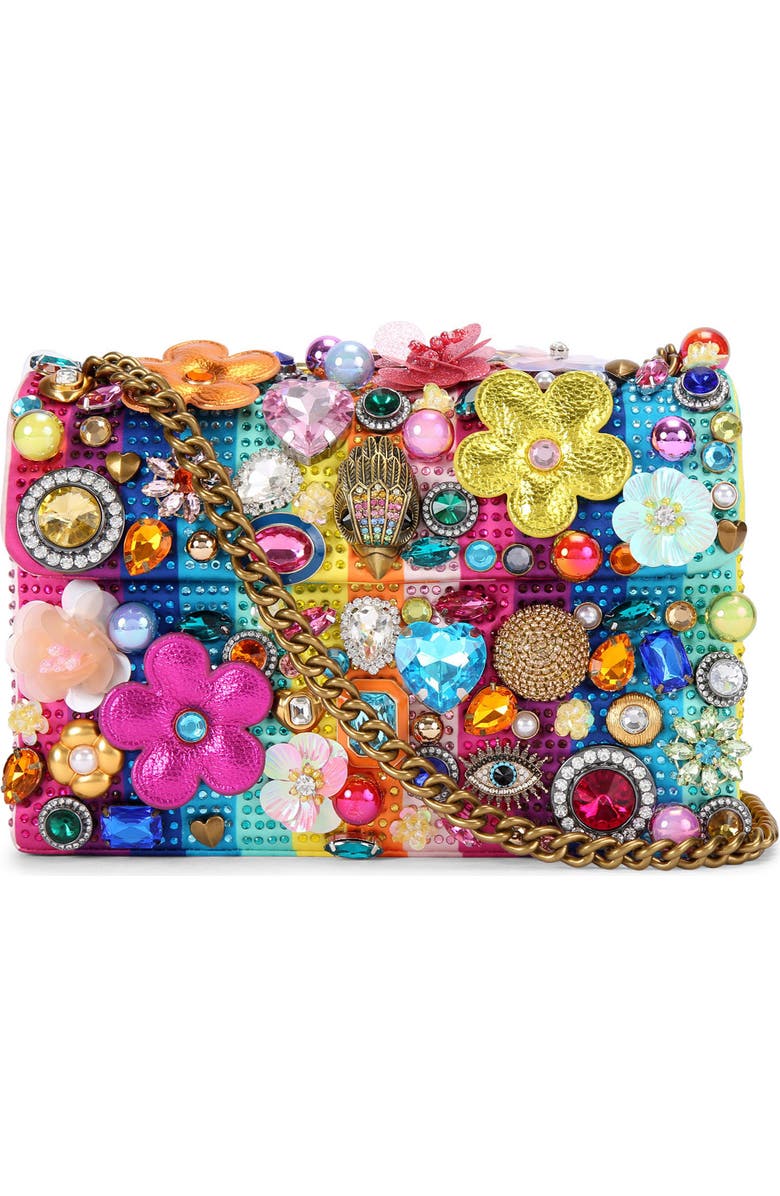 Kurt Geiger London Medium Kensington Tutti Fruitti Embellished Shoulder Bag, Main, color, Blue Multi