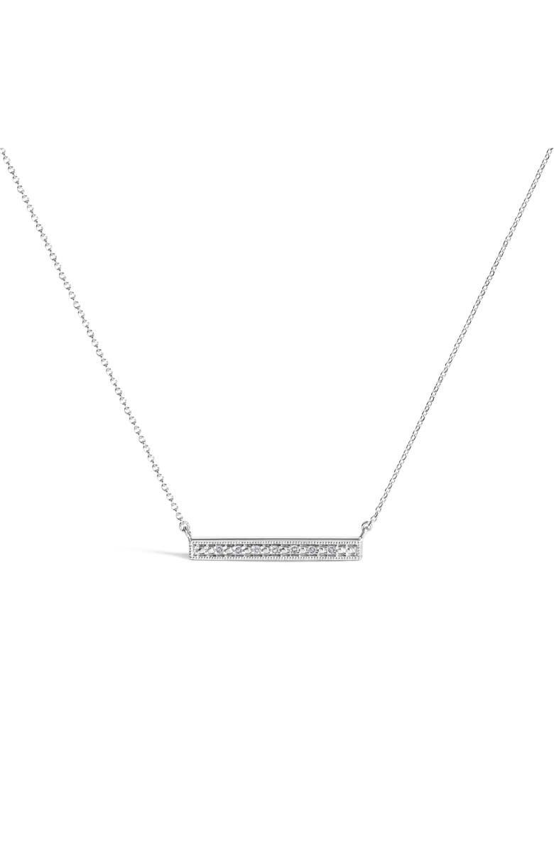 Haus of Brilliance Sterling Silver Diamond Accent Milgrain Bar Pendant Necklace, Main, color, Silver