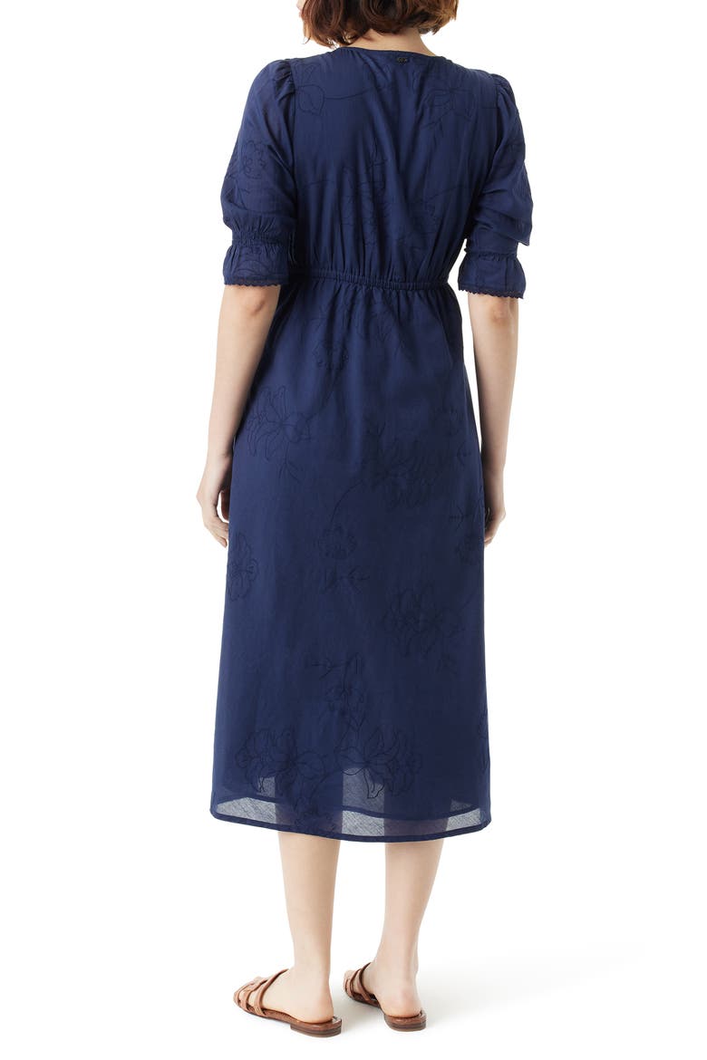 Dasie Lace Detail Cotton Midi Dress, Alternate, color, NAVY