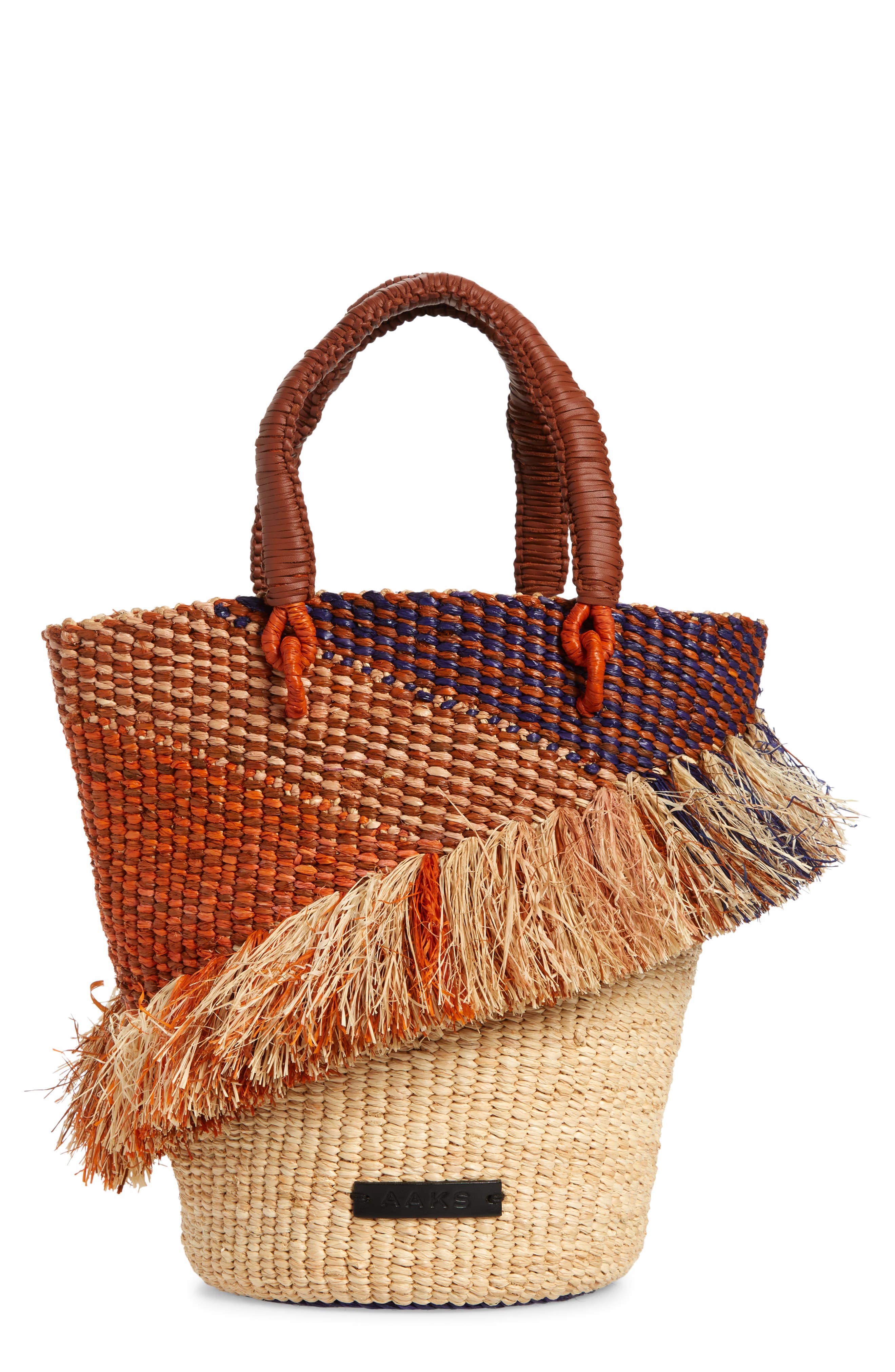 A A K S Tia Ruffle Raffia Bucket Bag, Main, color, 