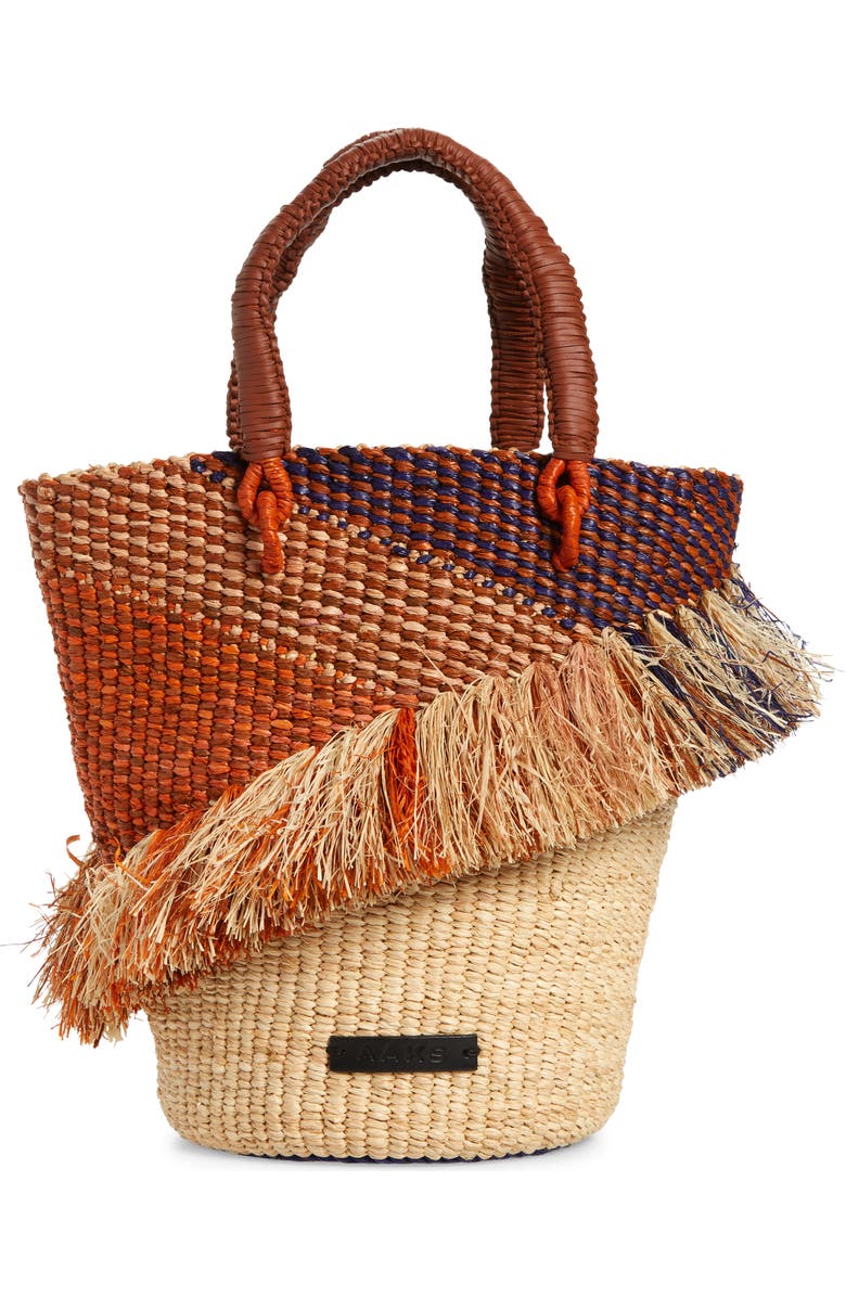 A A K S Tia Ruffle Raffia Bucket Bag, Main, color,