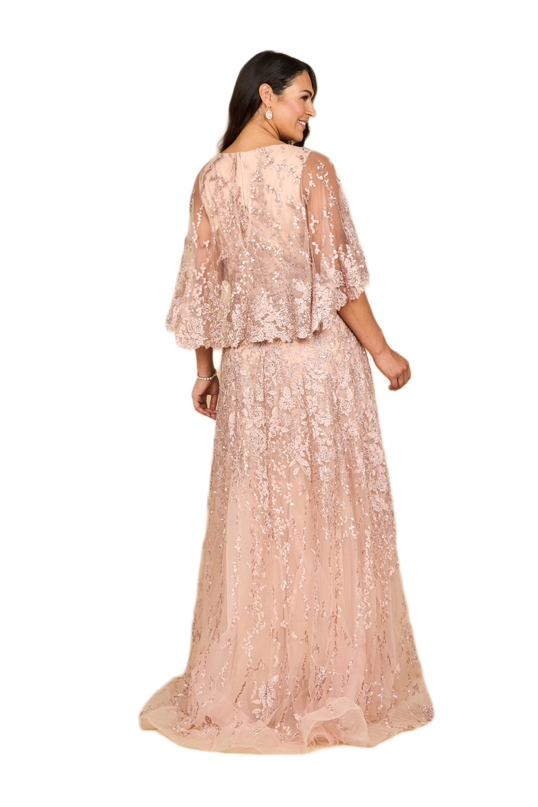 Cape Sleeve Mother's Gown, Alternate, color, Blush