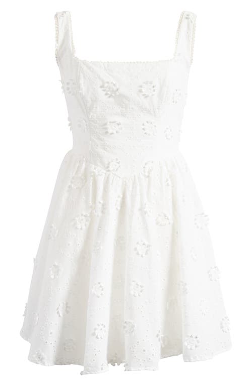 City Studio Embroidered Sleeveless Cotton Minidress In White