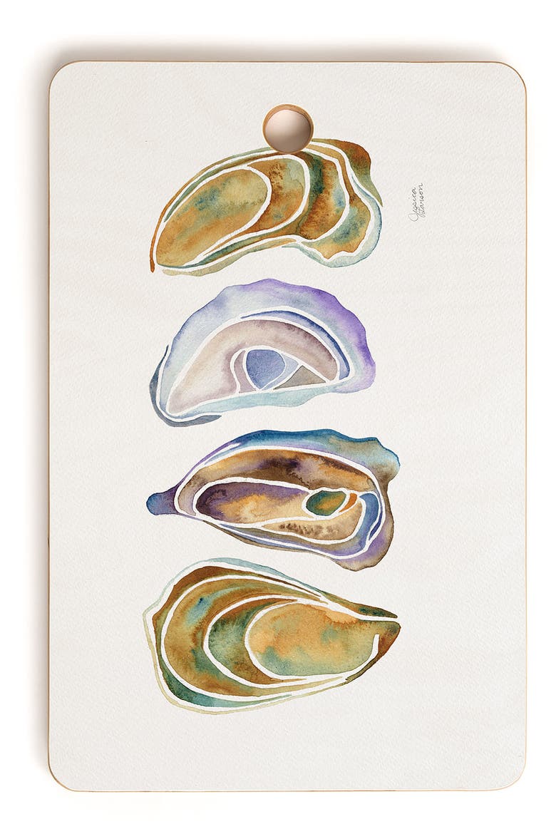 Ocean Floor Shell Print Cutting Board, Main, color, WHITE
