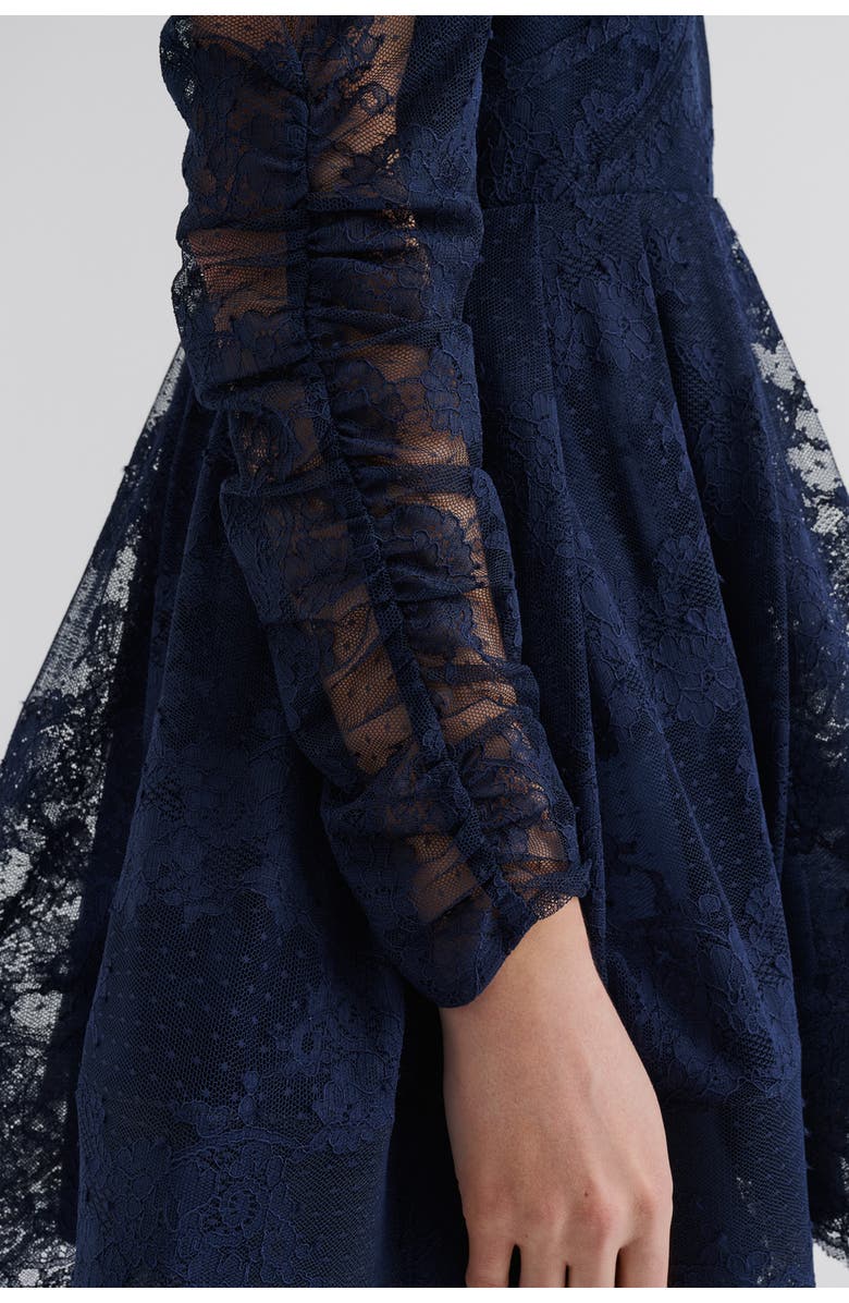 Malina Leoni Lace Long Sleeve Mini Dress, Alternate, color, Dark Blue