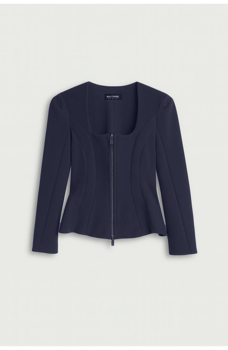 Nocturne Zip-Front Structured Top, Alternate, color, Navy Blue