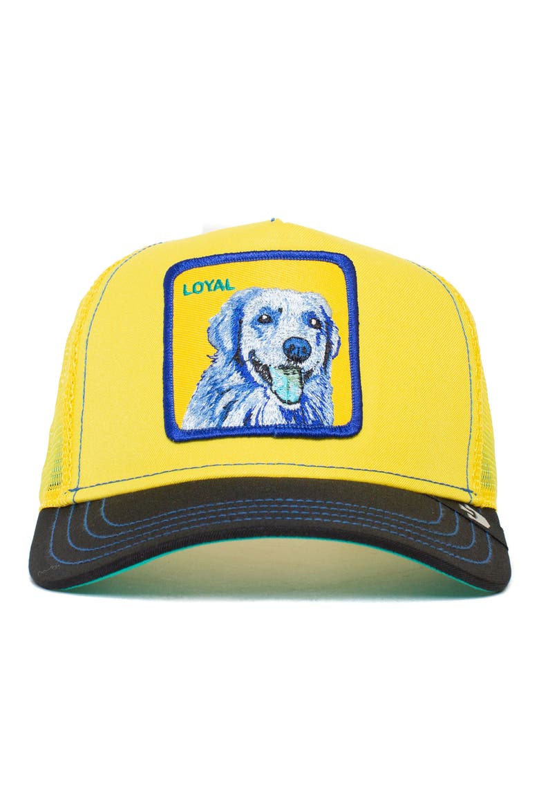 Doggy Trip Patch Trucker Hat, Main, color, YELLOW