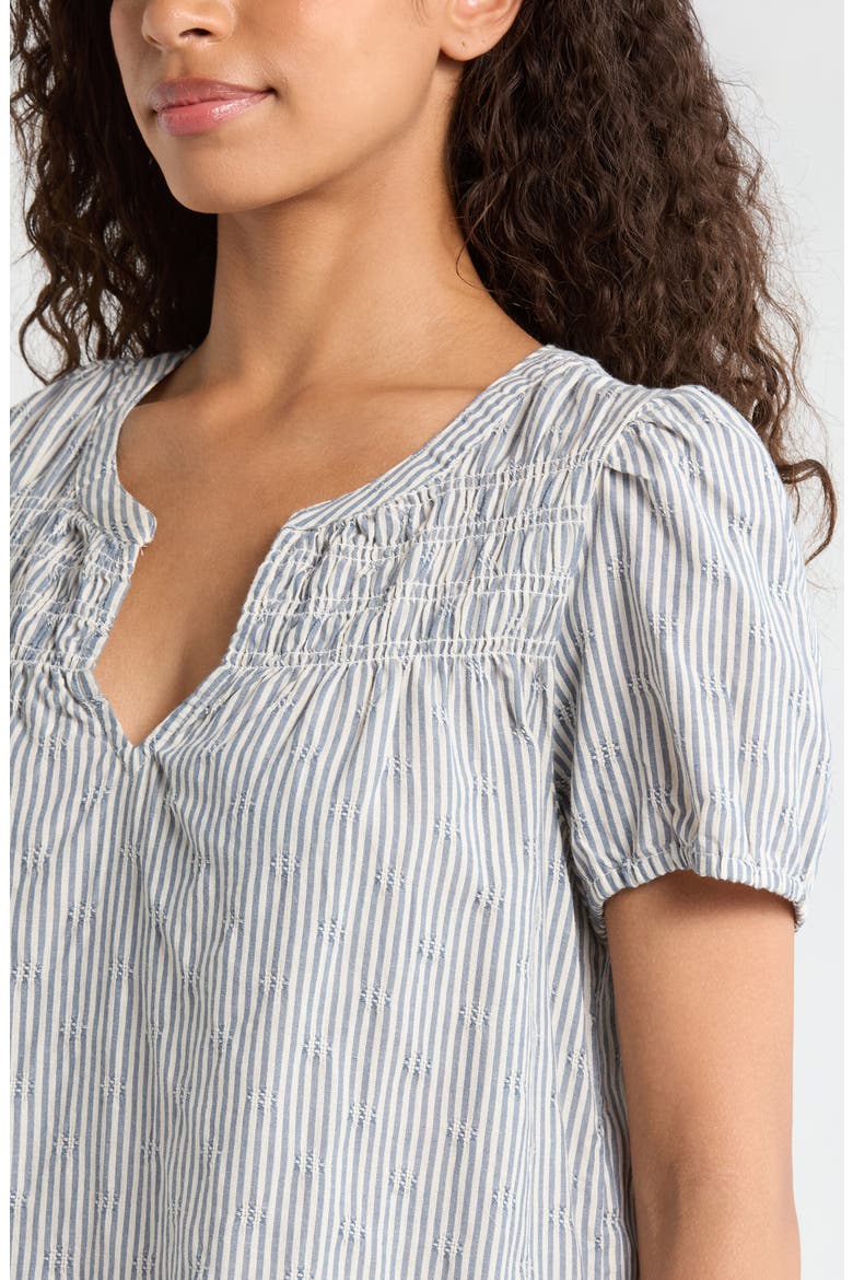 Stripe Smock Detail Cotton Top, Alternate, color, LIGHT SEASHELL