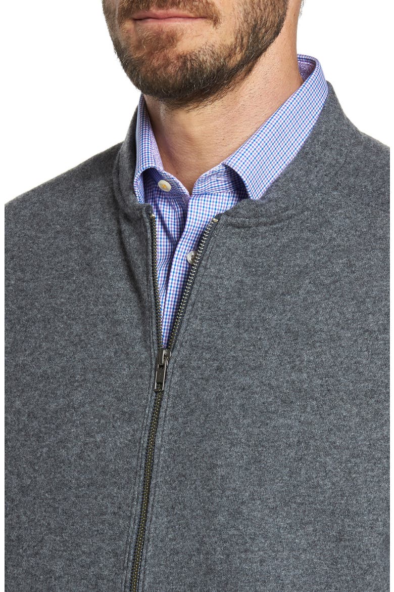 Wool Blend Fleece Bomber Jacket, Alternate, color, GREY CHARCOAL