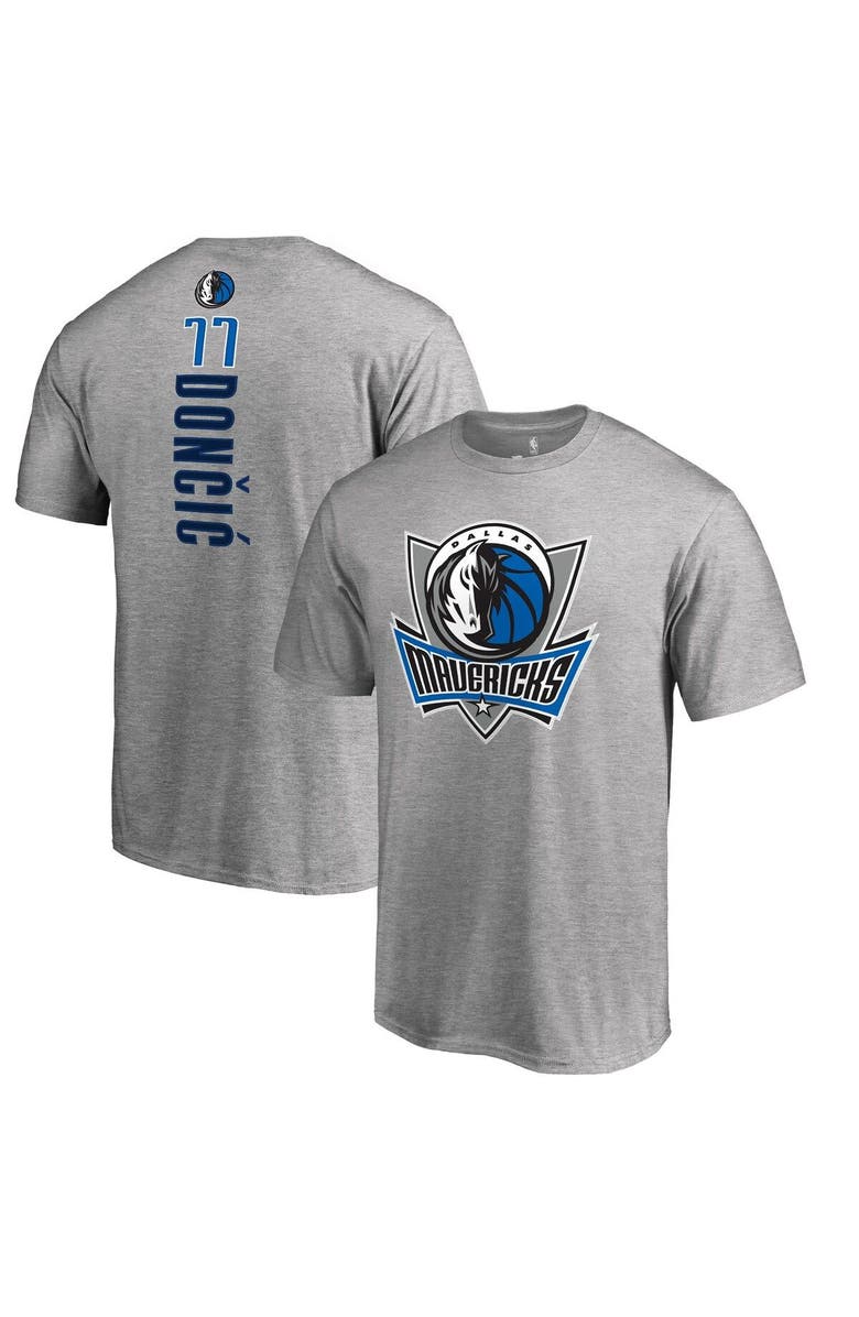 FANATICS Men's Fanatics Branded Luka Doncic Heather Gray Dallas Mavericks Backer T-Shirt, Main, color, 