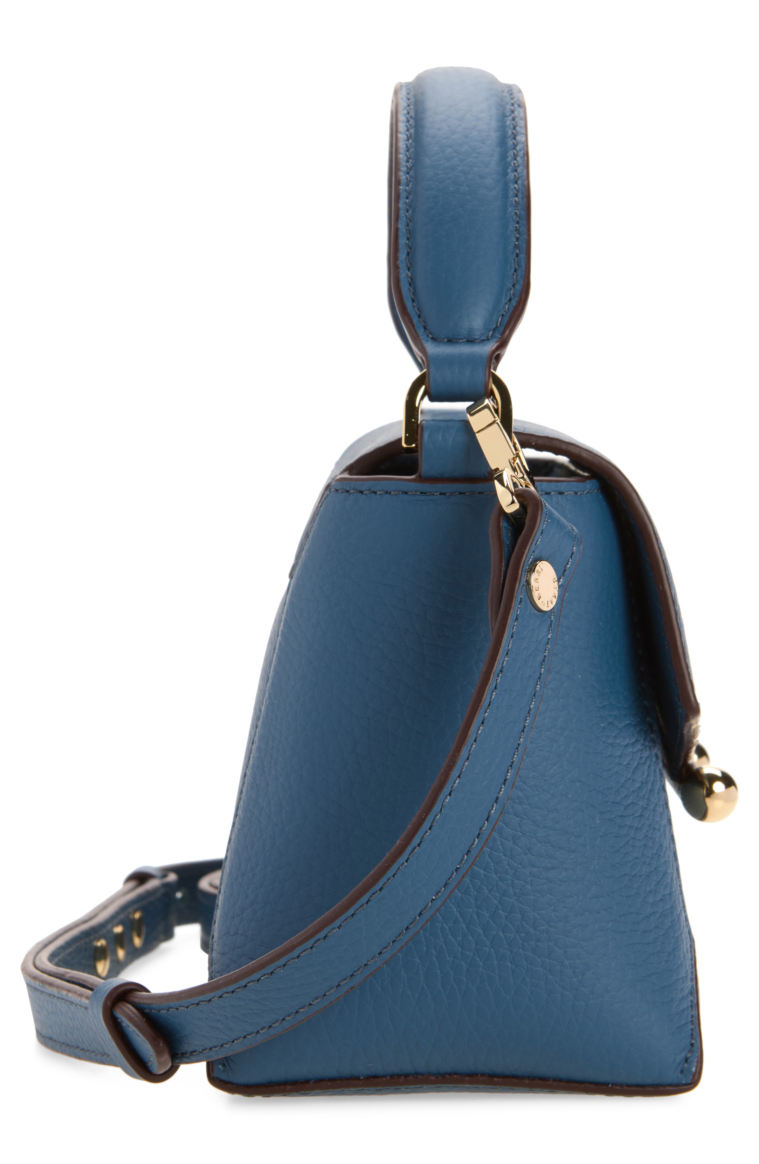 Nano Mosaic Grained Leather Top Handle Bag, Alternate, color, LOCH BLUE