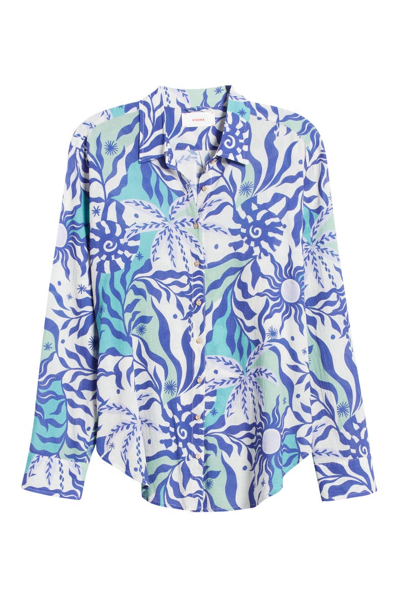 Beau Cotton Button-Up Shirt, Alternate, color, STELLAR BLUE HELIOS