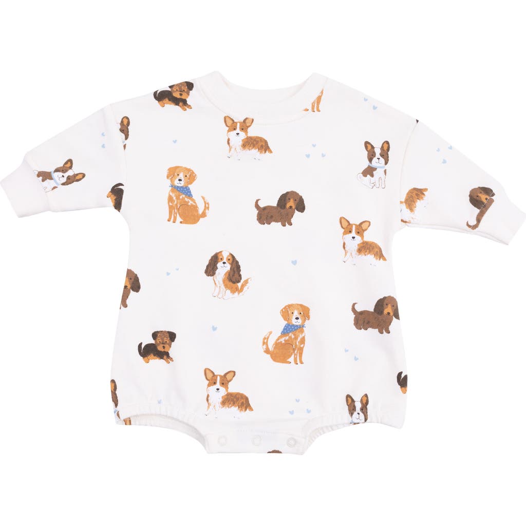 Angel Dear Best Friend Dogs Print French Terry Romper In Neutral