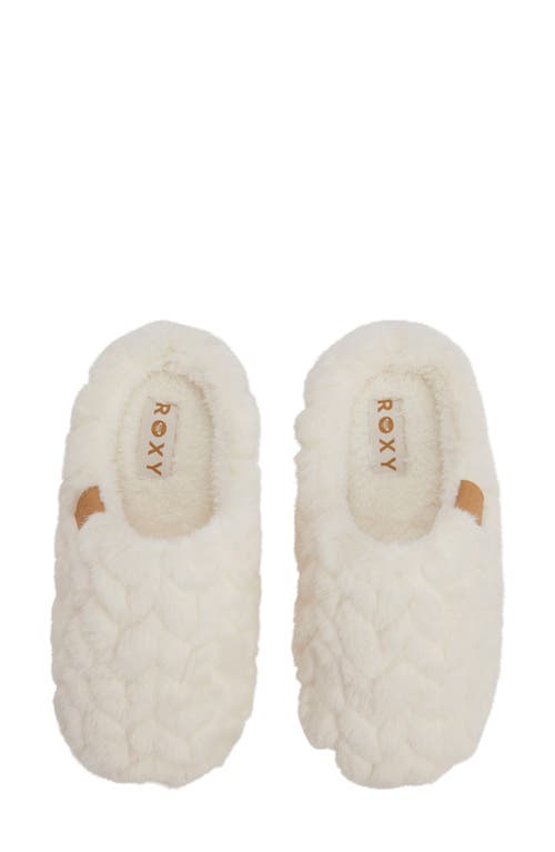 Roxy Bae Faux Fur Slipper In White