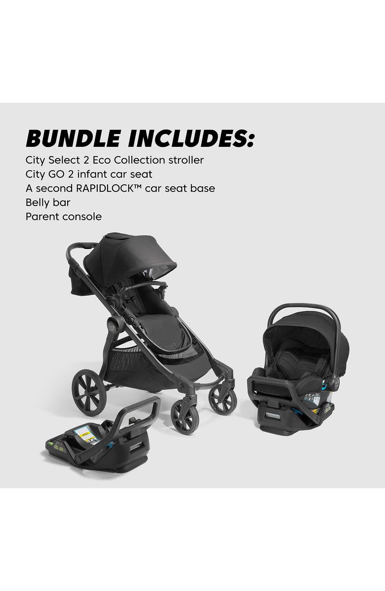 Baby Jogger City Select<sup>®</sup> 2 Collection Stroller, RAPIDLOCK<sup>™</sup> Car Seat Base & City GO<sup>™</sup> 2 Infant Car Seat Travel System, Alternate, color, Lunar Black