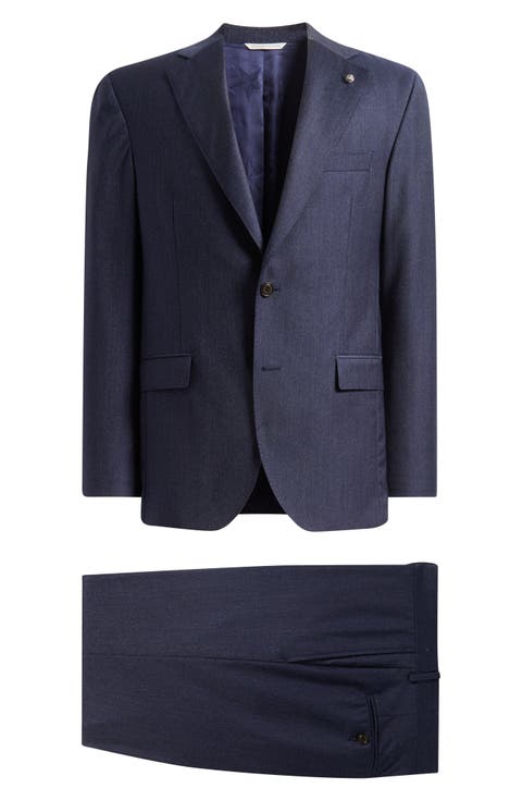 Mason Regular Fit Navy Denim Effect Wool Suit