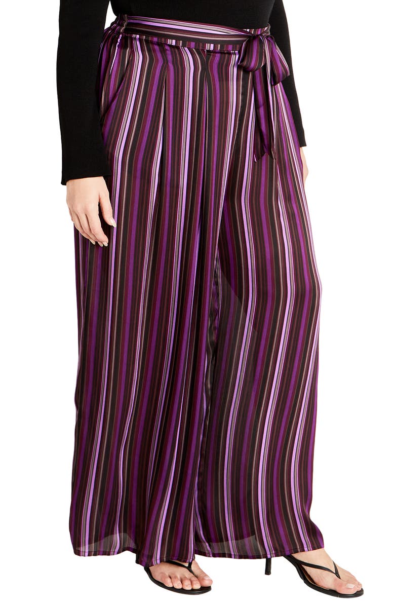 City Chic Willow Stripe Wide Leg Pants, Alternate, color, 