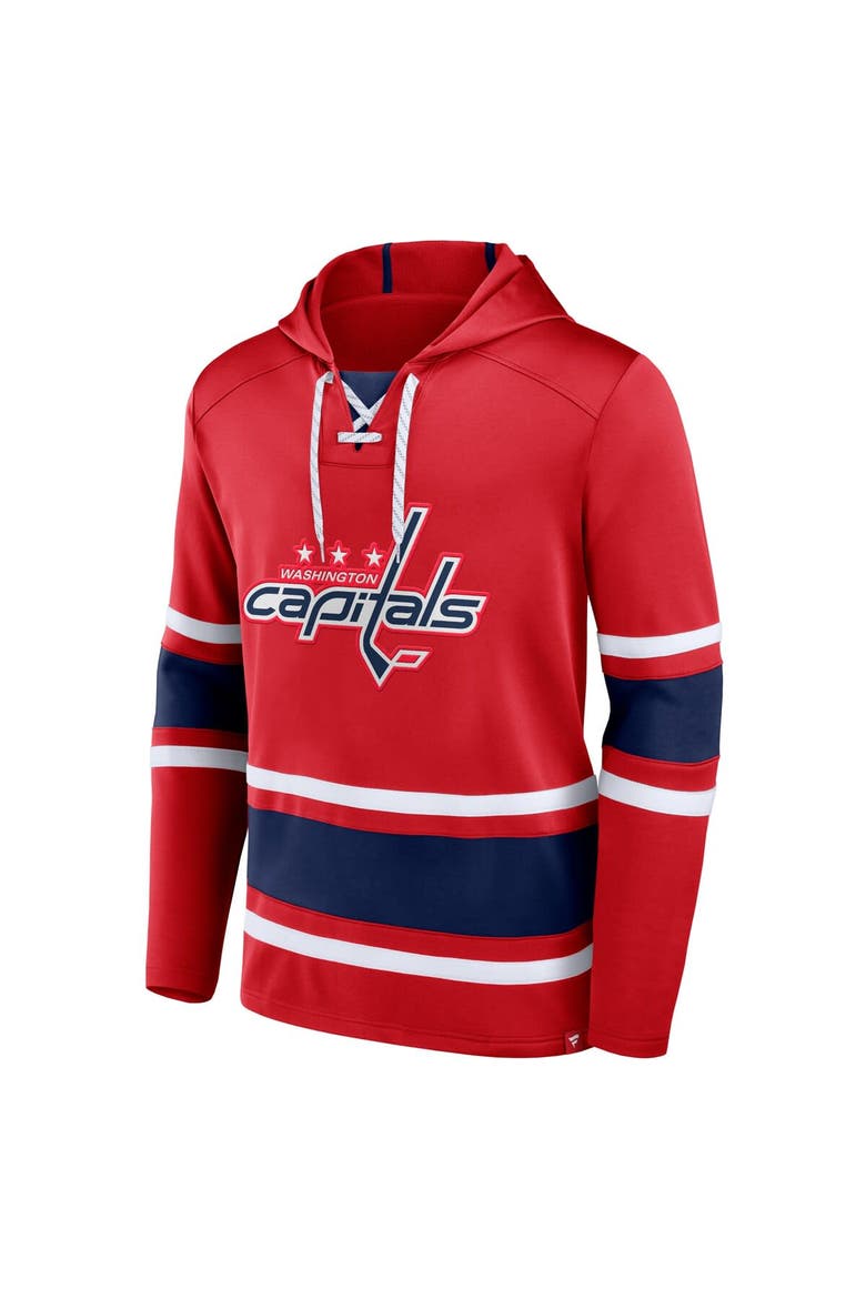 Men's Fanatics Branded Red Washington Capitals Puck Deep Lace-Up Pullover Hoodie, Alternate, color, Red