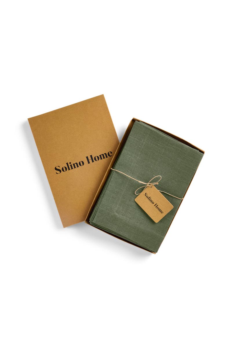 Solino Home Linen Dinner Napkins - Diana, 20" x 20", Alternate, color, Desert Green