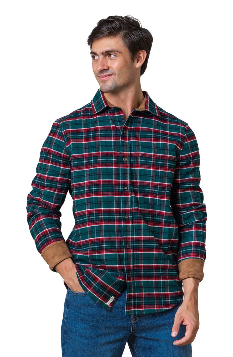 Hope & Henry Men's Organic Flannel Shirt with Suede Detail, Main, color, 