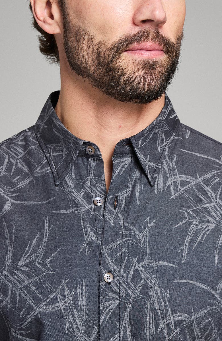 Billy Reid Mélange Reeds Wilson Button-Up Shirt, Alternate, color, Black