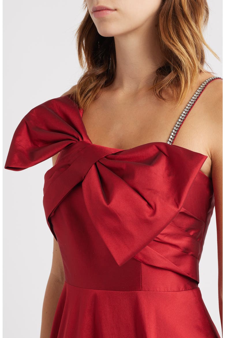 Rhinestone Strap Bow Bodice Gown, Alternate, color, RED