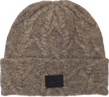 All Saints Beanie Hat Cable Knit Ganache Brown Marl Outdoor Streetwear Winter ALLSAINTS HALF CARDIGAN STITCH BEANIE WOMEN main image 3