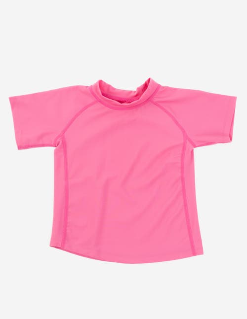 Leveret Kids Short Sleeve Rash Guard, UPF 50+ Swim Shirt in Pink 
